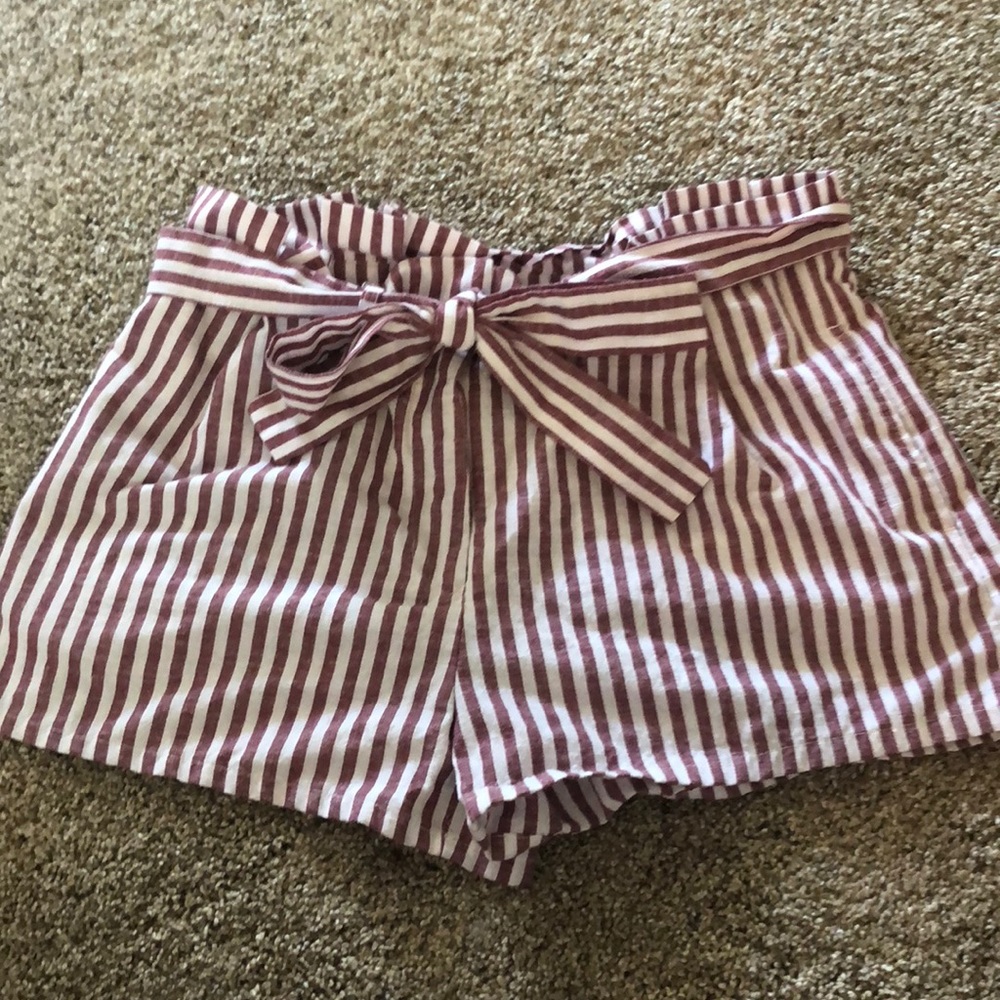 red and white striped shorts